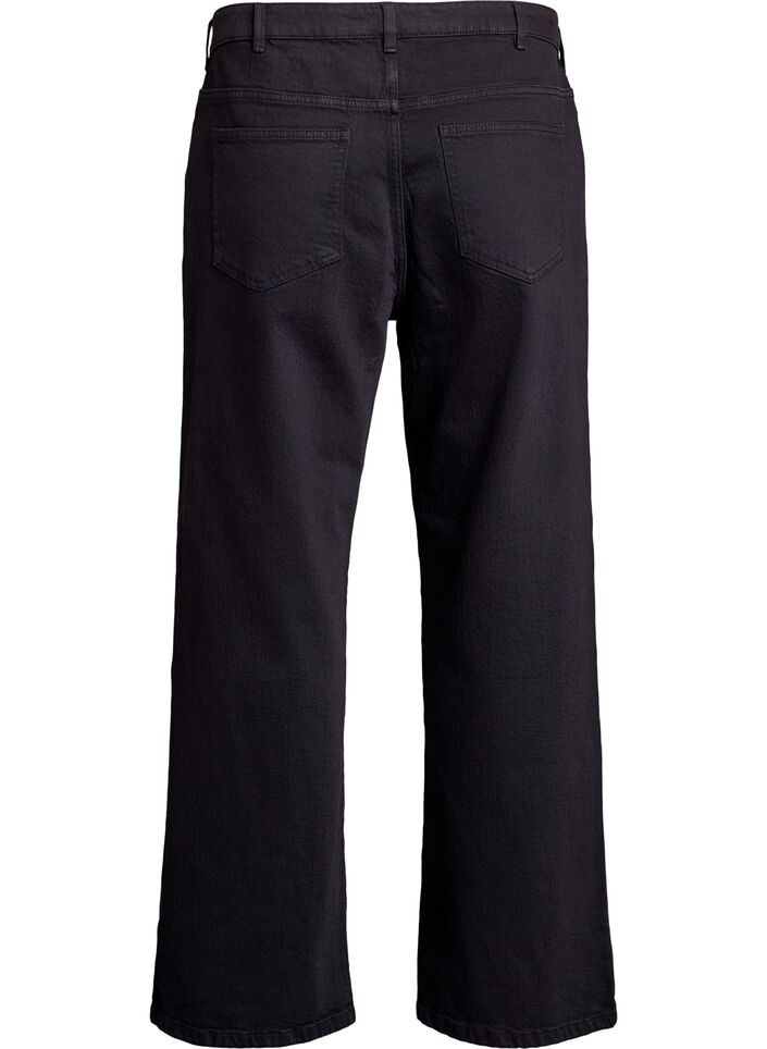 Jeans met wijde pijpen en hoge taille, Zwart, Packshot image number 1