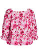 Viscose blouse met een vierkante hals en 3/4-mouwen, Roze, Packshot image number 1