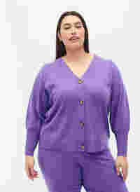 Gebreid vest met knoopsluiting, Purple Opulence Mel., Model