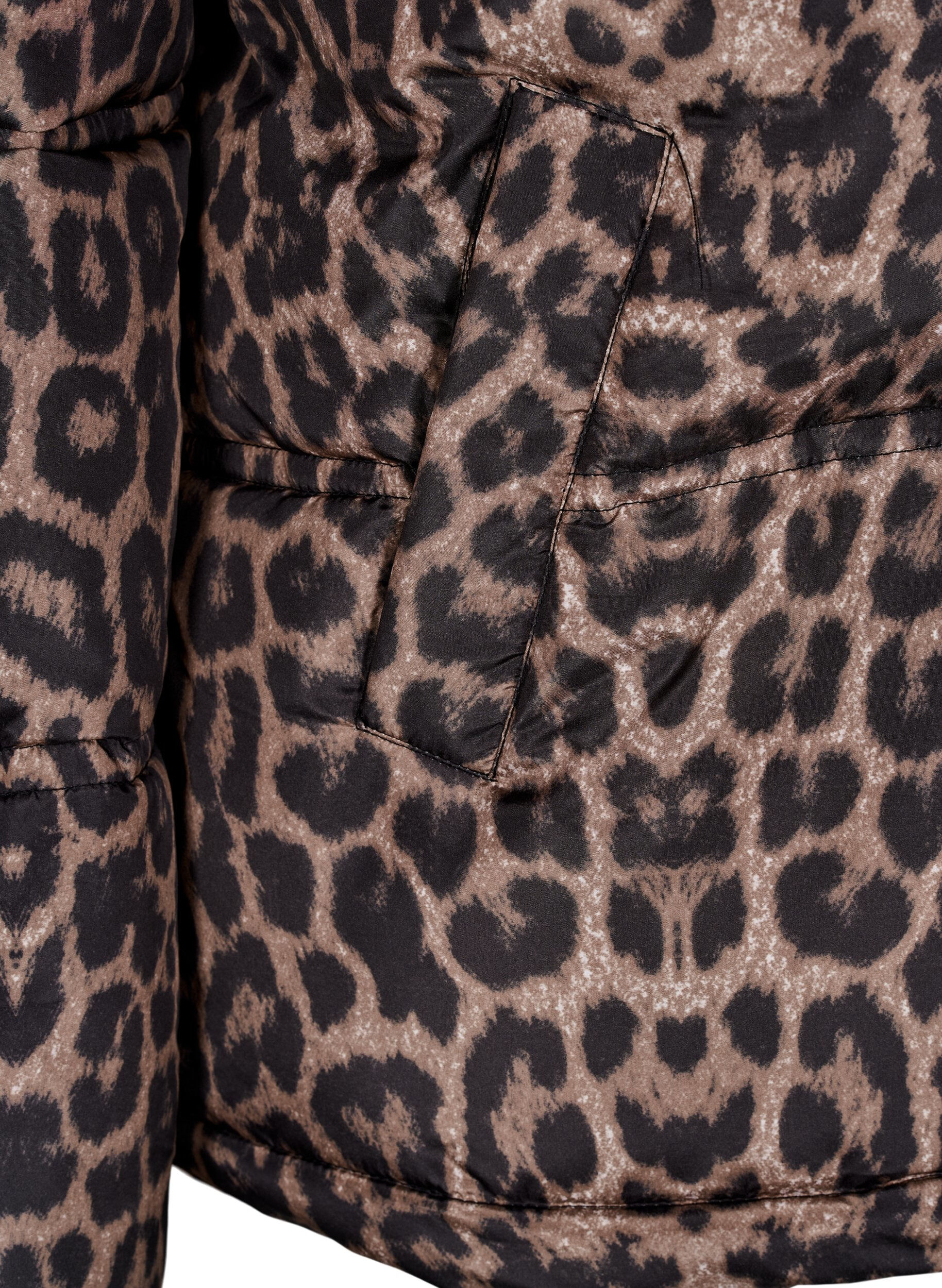 ZizziKorte pufferjas met een capuchon en twee-wegs ritssluiting, Zwart, Packshot image number 3