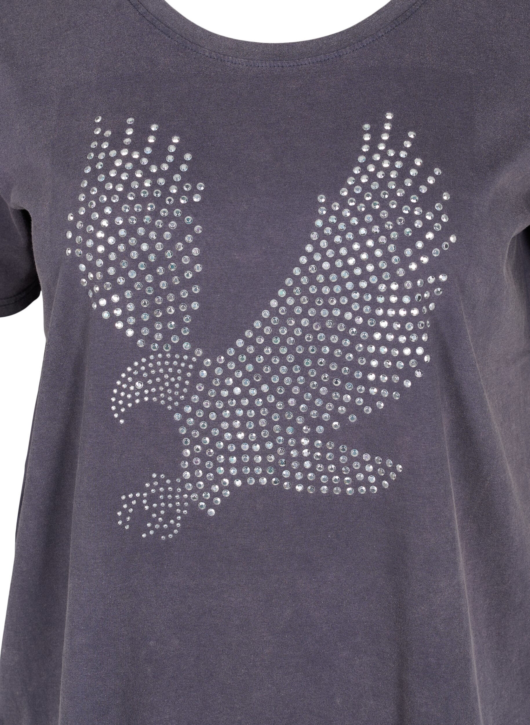 Zizzi T-shirt en coton d&eacute;lav&eacute; &agrave; l'acide et aux pierres, Dark Grey Wash, Packshot image number 2