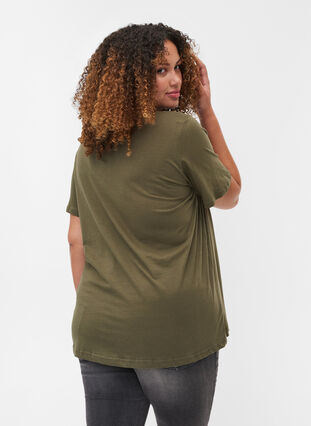 Katoenen t-shirt met korte mouwen en print, Ivy Green/Unique, Model image number 1