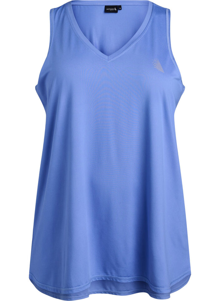 Workout top met V-hals, Blauw, Packshot image number 0