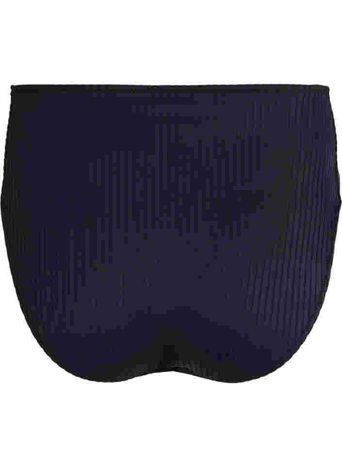 Bas de bikini taille haute avec texture côtelée, Black, Packshot image number 1