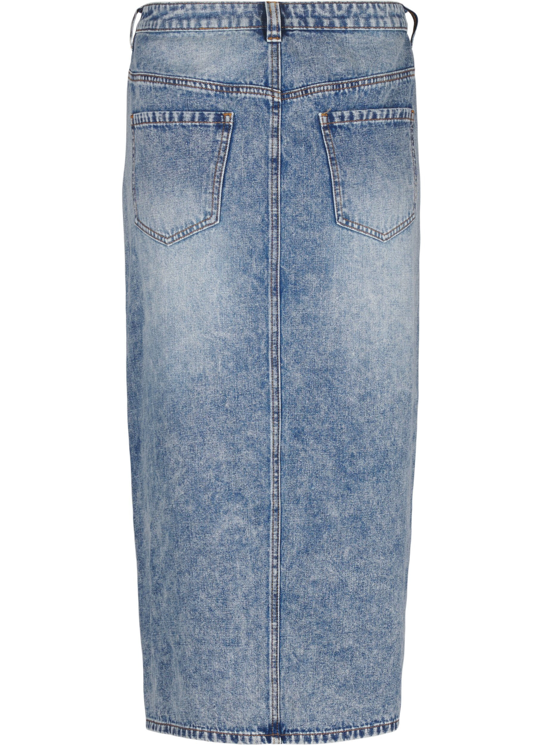 ZizziDenim maxi rok met een voorsplit, Blauw, Packshot image number 1