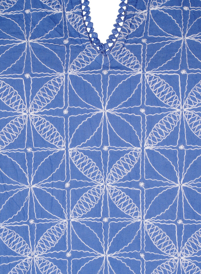 Chemisier à manches courtes et à motif brodé, Bleu, Packshot image number 2