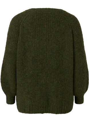 Pull en tricot avec de la laine et des manches raglan, Winter Moss, Packshot image number 1