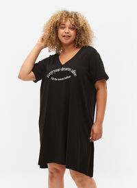Katoenen nachthemd met print, Black w. Keep, Model
