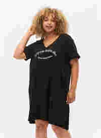 Katoenen nachthemd met print, Black w. Keep, Model