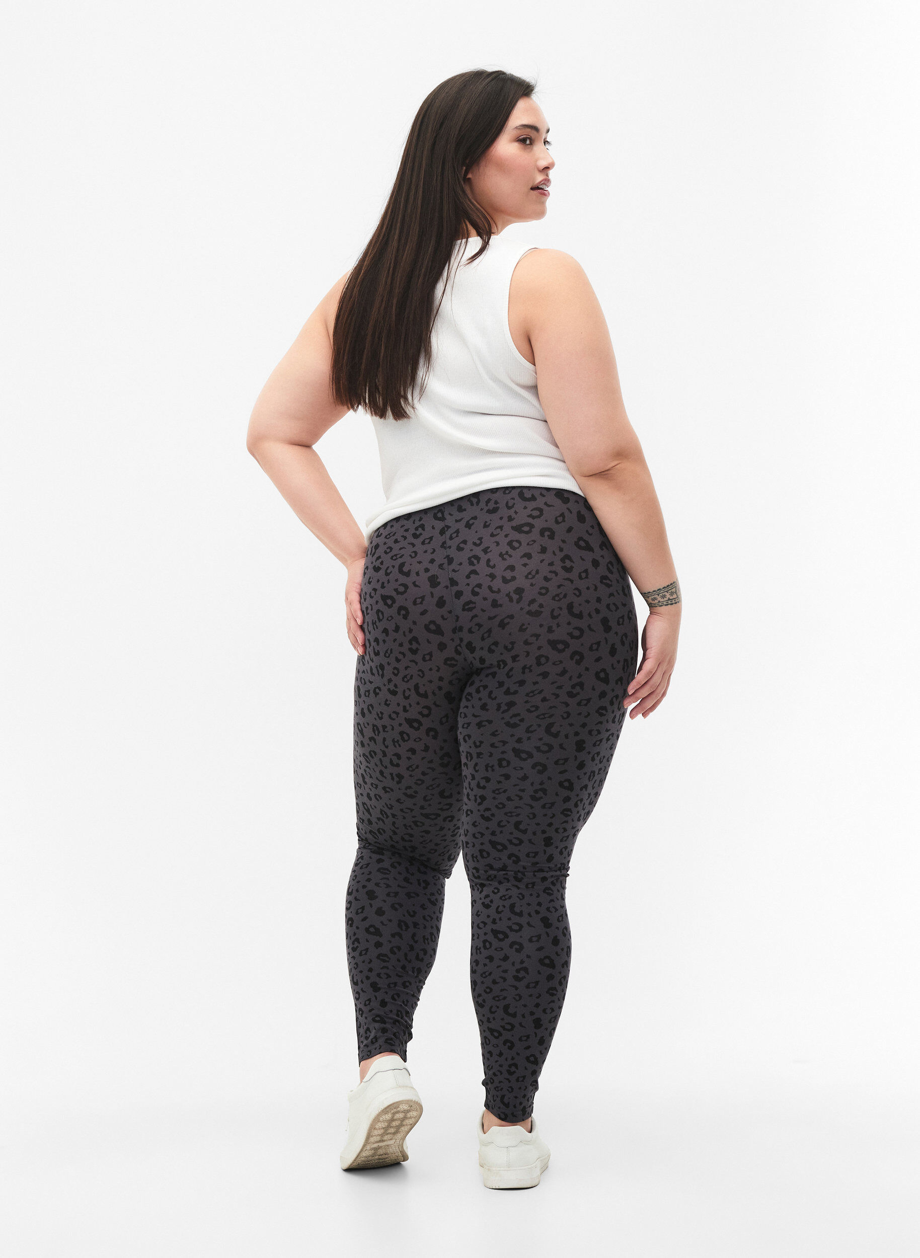 ZizziViscose leggings met luipaardprint, Grijs, Model image number 2