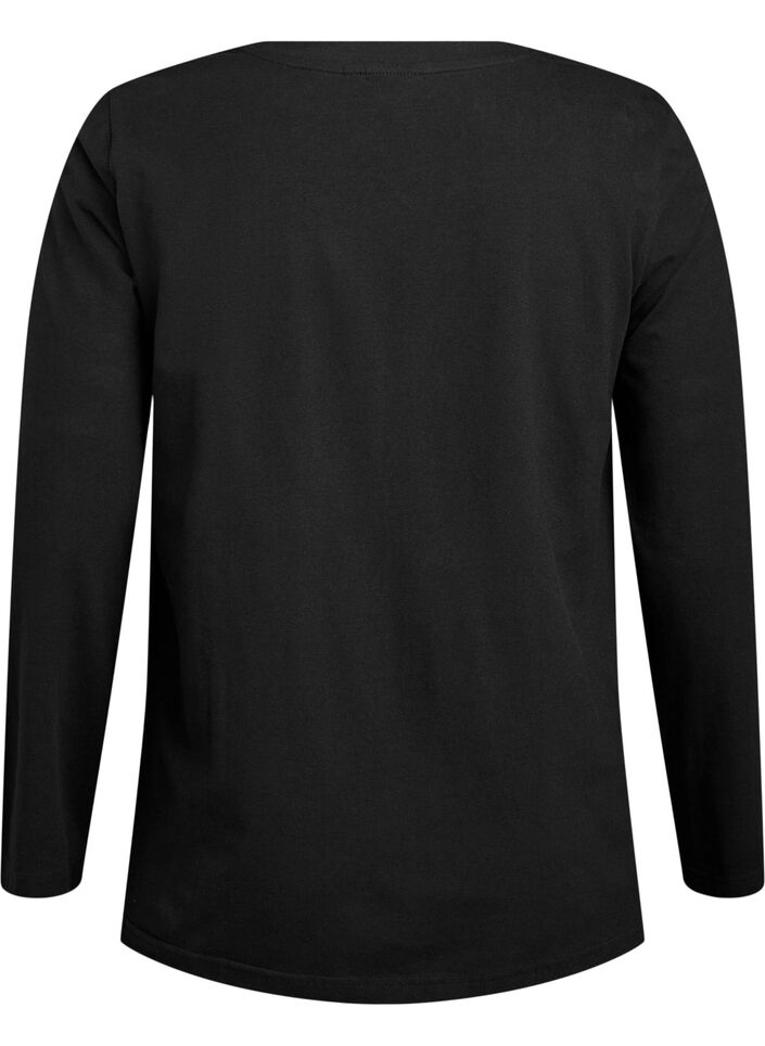 Blouse basique en jersey &agrave; manches longues, Noir, Packshot image number 1