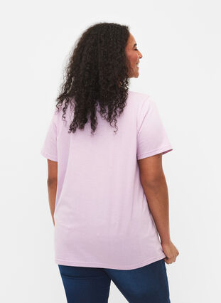 T-shirt à manches courtes avec col en V, Lavender Frost, Model image number 1