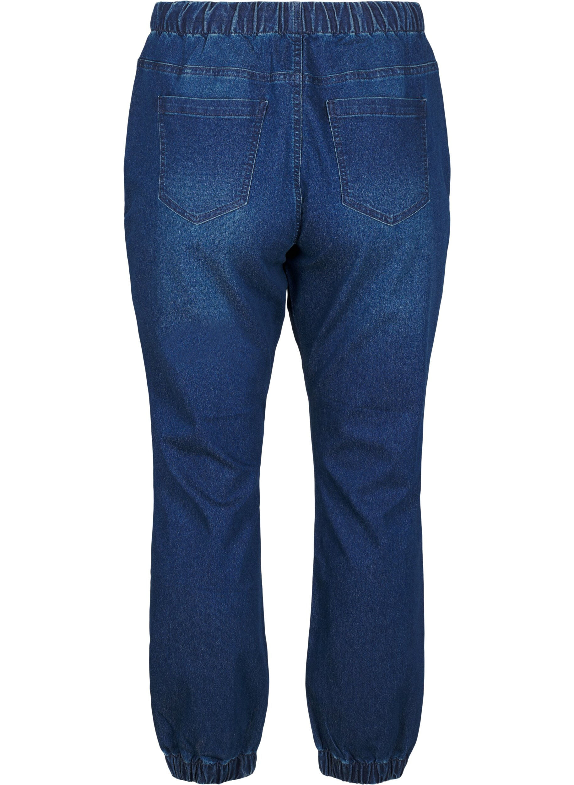 Zizzi Pantalon de jogging en denim avec des poches, Bleu, Packshot image number 1