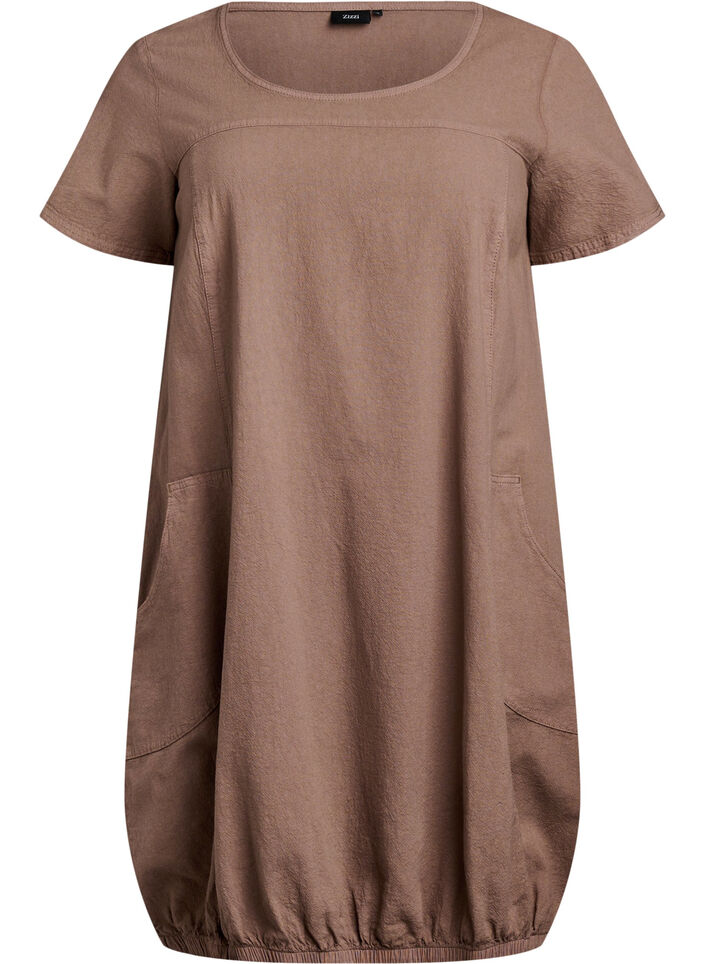 Robe en coton &agrave; manches courtes, Marron, Packshot image number 0
