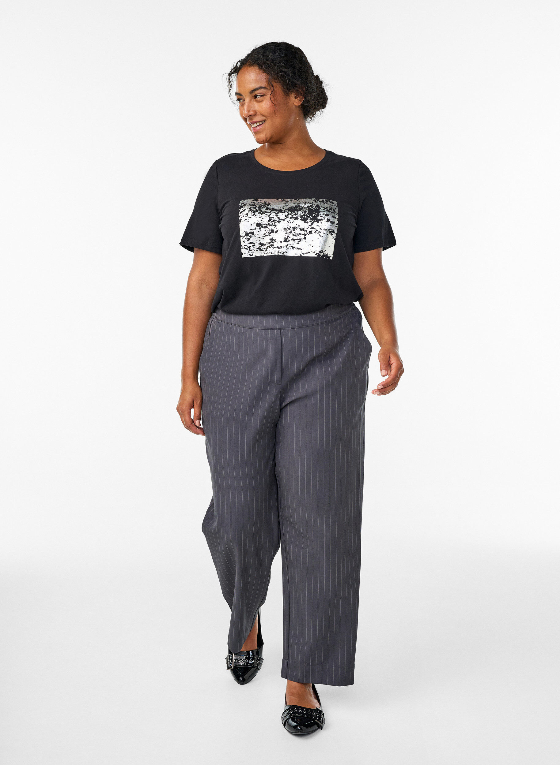 ZizziFLASH - T-shirt met print, Zwart, Model image number 1