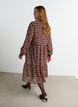 Robe &agrave; imprim&eacute; int&eacute;gral et volant superpos&eacute;, Marron, Model image number 1