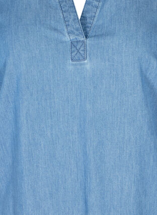 Denim tuniek met korte mouwen in katoen, Medium Blue Denim, Packshot image number 2