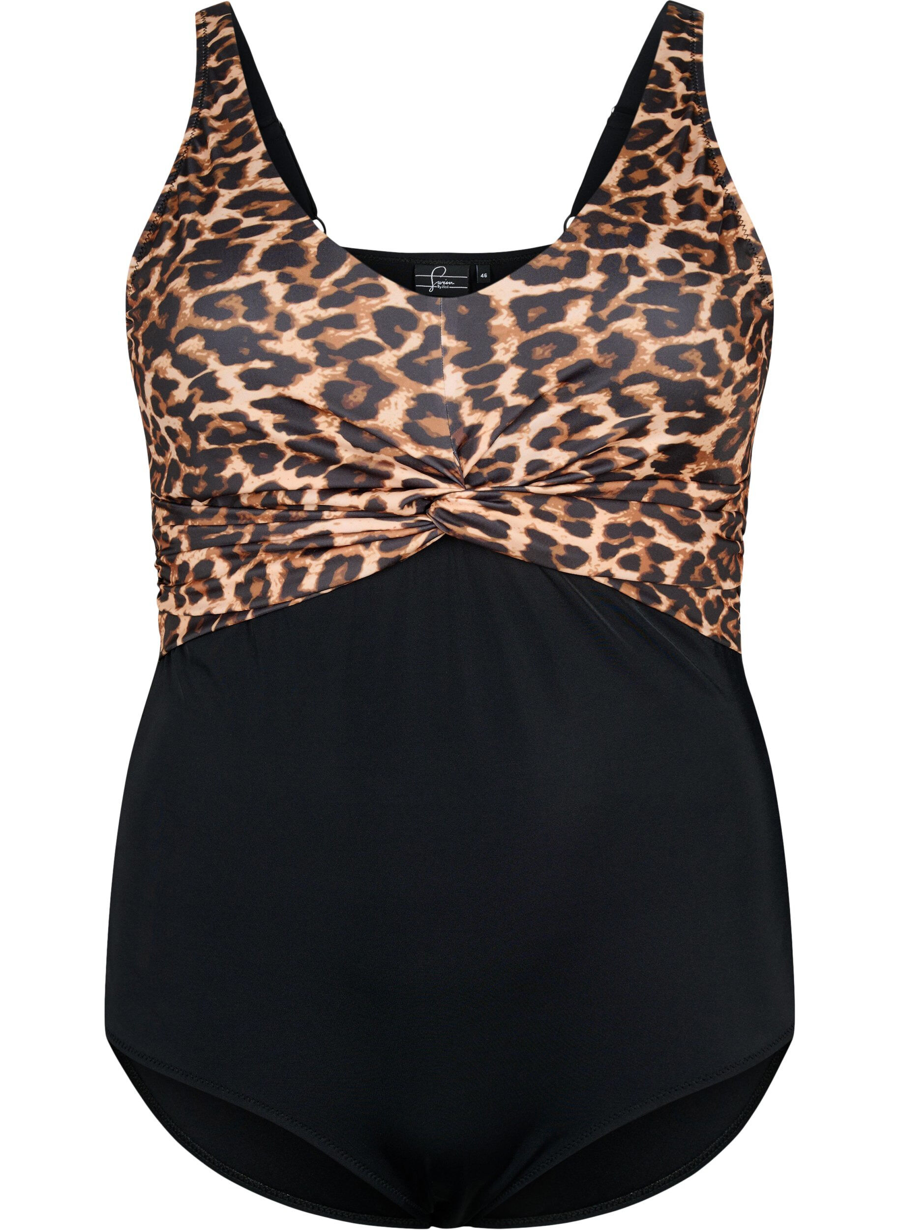 Zizzi Maillot de bain avec armatures et bretelles r&eacute;glables, Black Leopard, Packshot image number 0