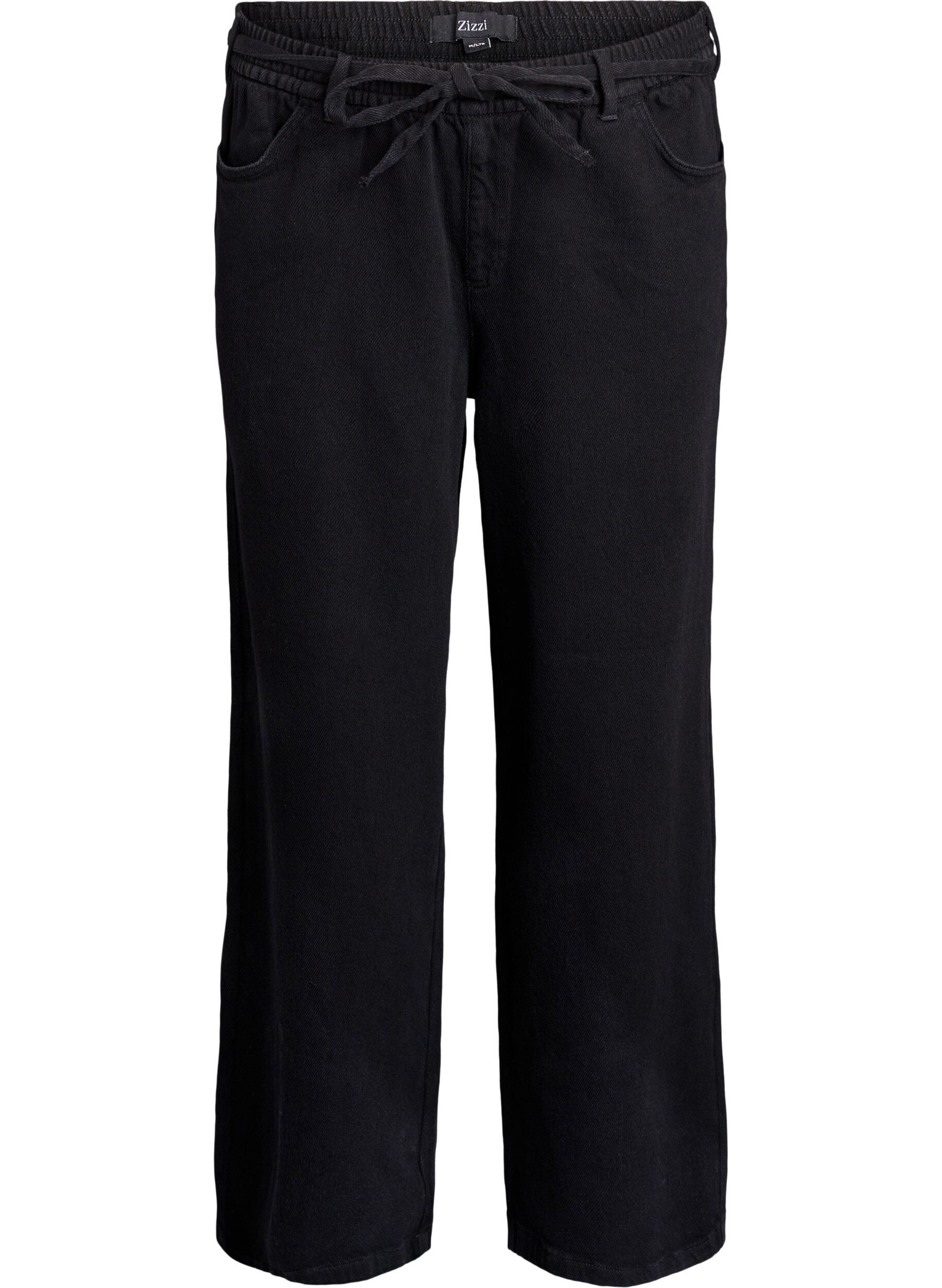 Losse pasvorm jeans met een elastische tailleband en een trekkoord