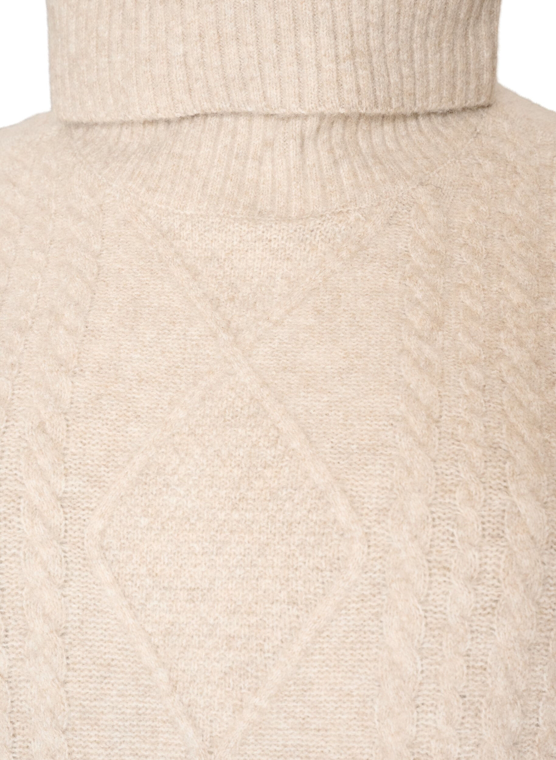 ZizziD&eacute;bardeur en maille torsad&eacute;e avec col roul&eacute;, Beige, Packshot image number 2
