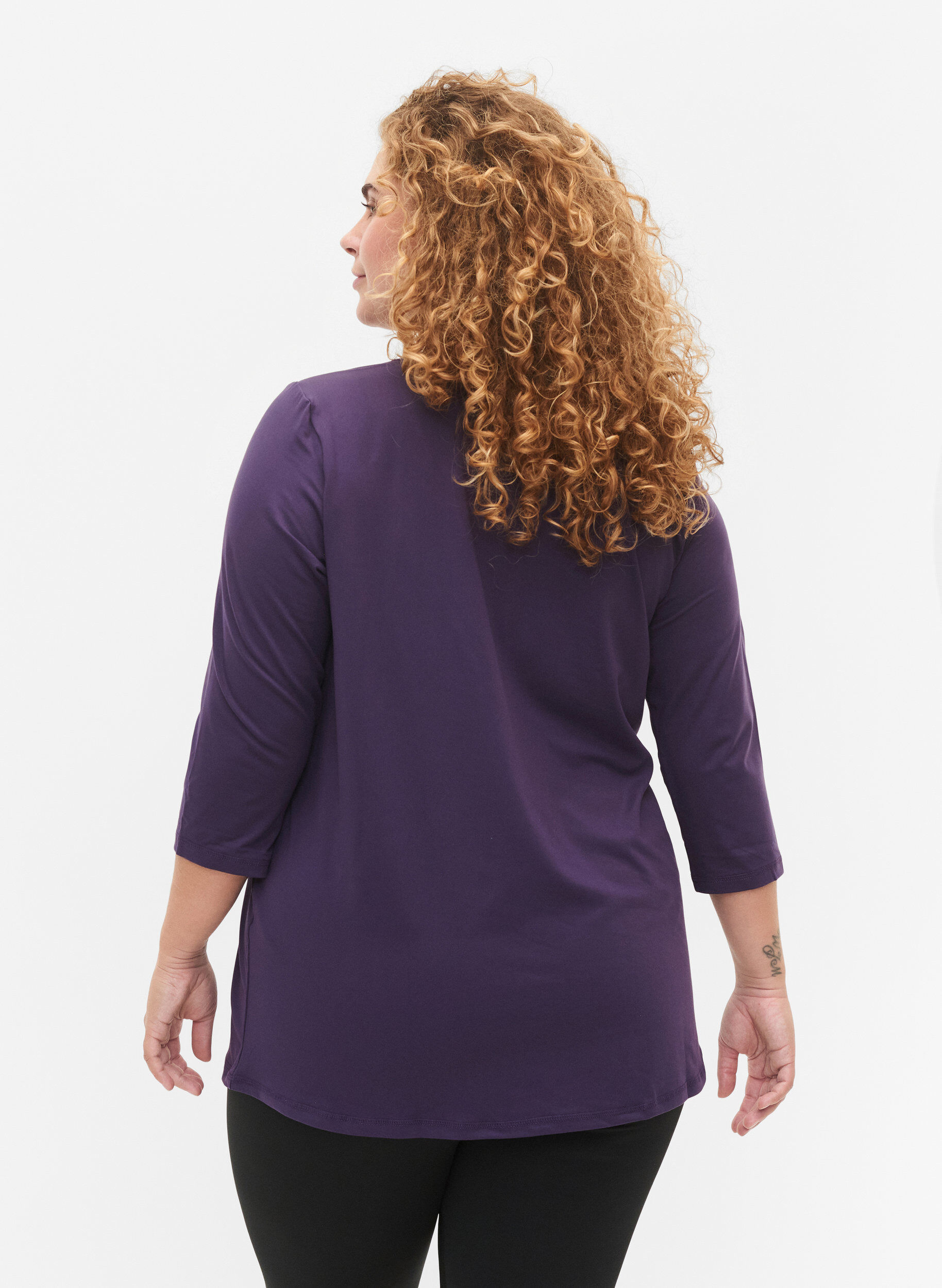ZizziTrainingsblouse met 3/4-mouwen, Paars, Model image number 2
