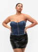 Denim korset top met rits, Blue denim, Model image number 0