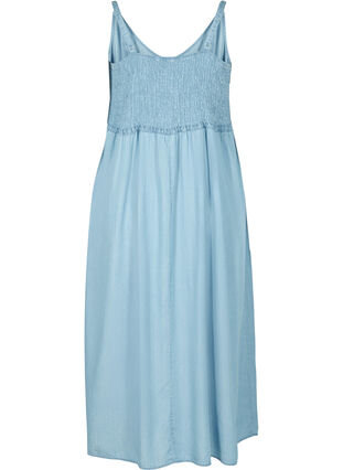Midi-jurk met smokwerk en verstelbare taille, Light blue denim, Packshot image number 1