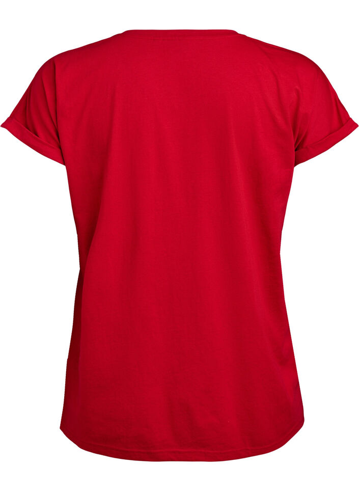 T-shirt met korte mouwen van katoenmix, Rood, Packshot image number 1