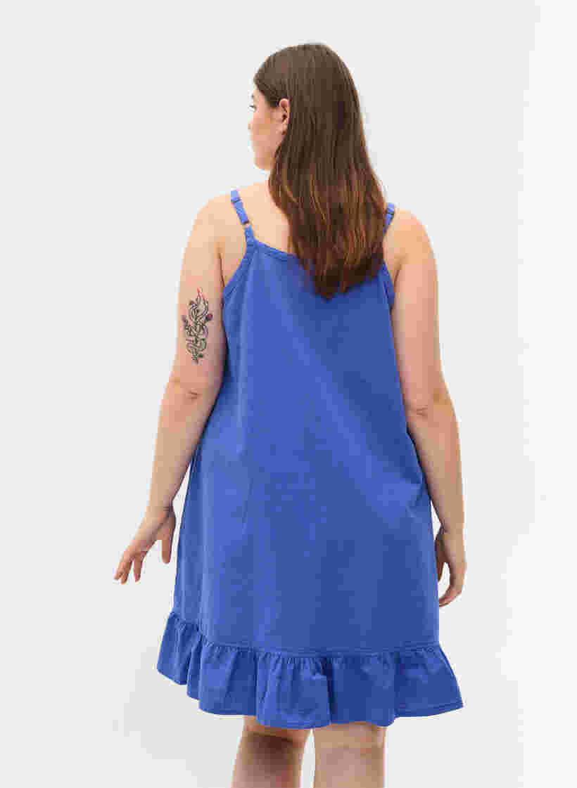 Katoenen jurk met dunne bandjes en a-lijn, Dazzling Blue, Model image number 1
