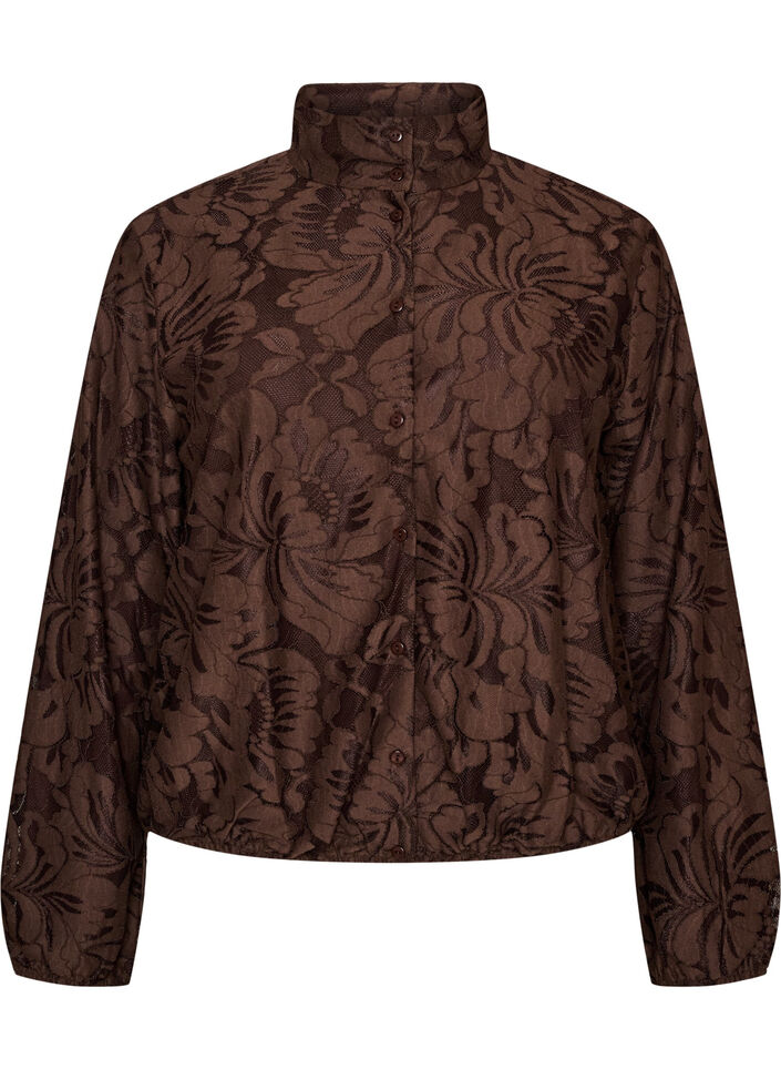 Bomber en jacquard floral, Marron, Packshot image number 0
