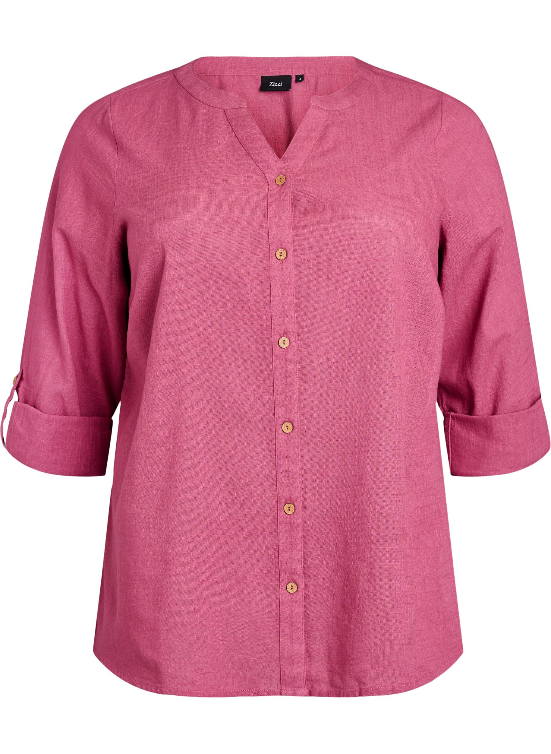 ZizziKatoenen blouse met een V-hals, Rood, Packshot image number 0