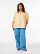 Blouse en lin et viscose avec manches 1/2, Jaune clair, Model image number 1