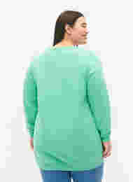 Sweat-shirt long avec imprimé de texte, Neptune Green , Model