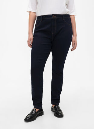Jean Nille extra slim taille haute, Blue denim, Model image number 2