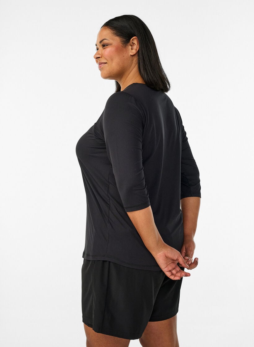 Blouse d'entra&icirc;nement &agrave; manches 3/4, Noir, Model image number 2