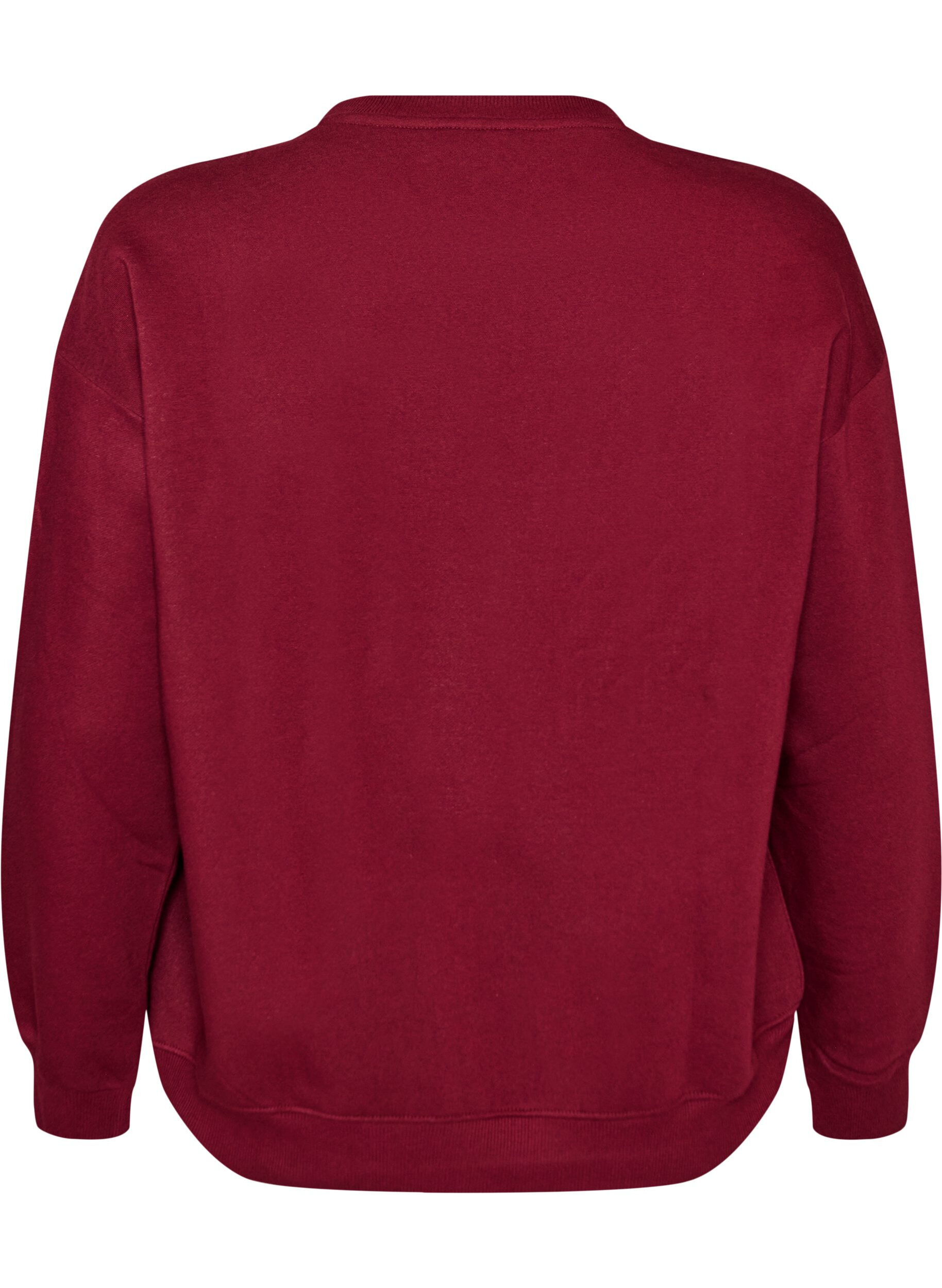 ZizziSweat-shirt avec imprim&eacute; texte, Bordeaux, Packshot image number 1