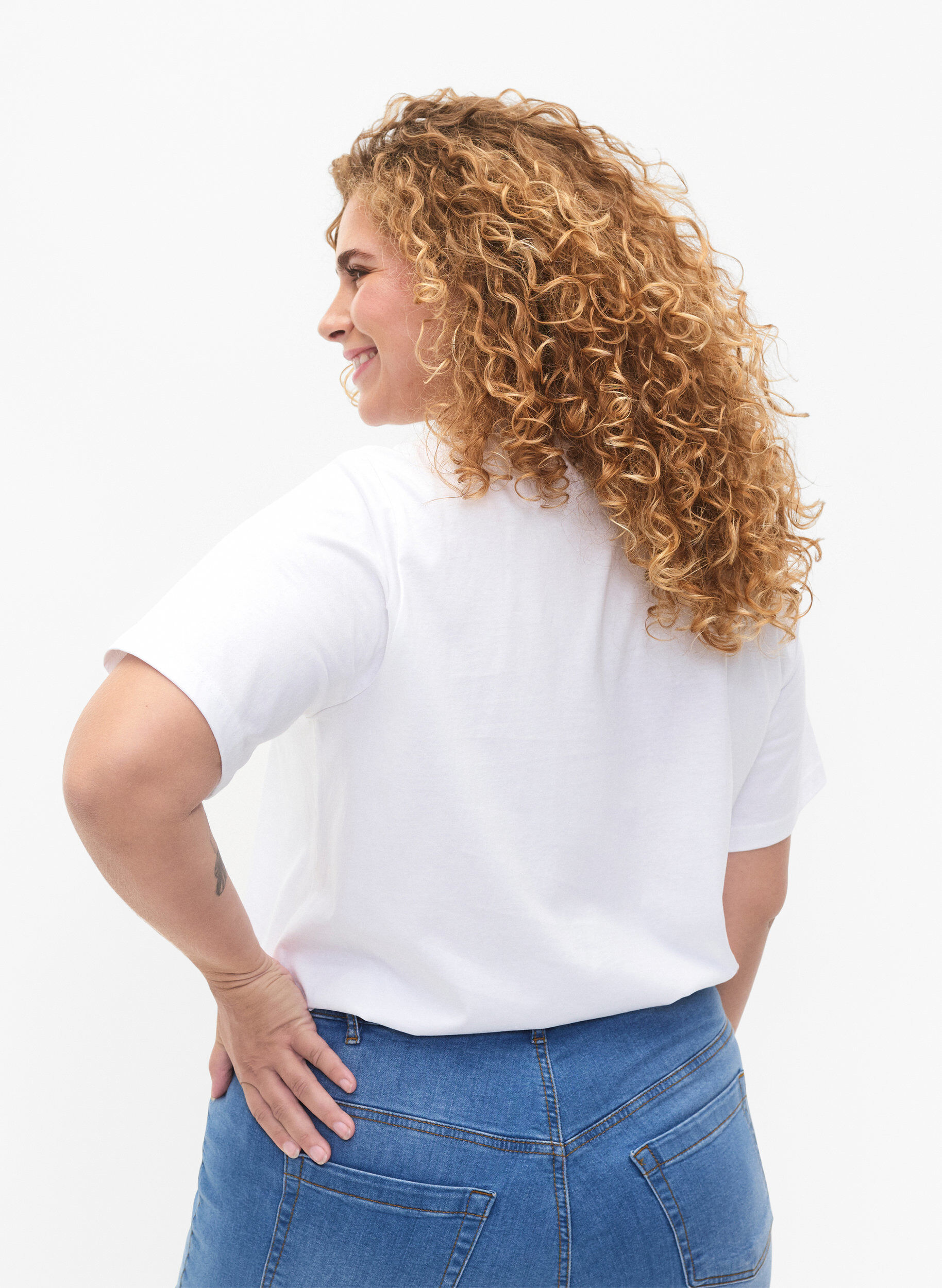 ZizziT-shirt van biologisch katoen met tekst, White HARMONY, Model image number 1