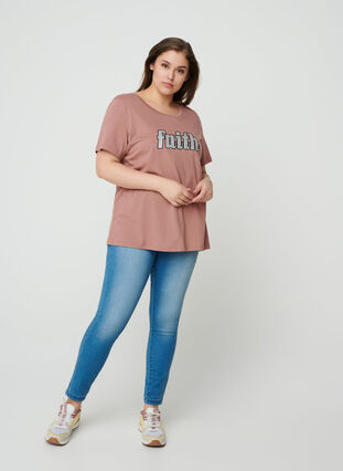 T-shirt met korte mouwen en print, Burlwood, Model image number 2