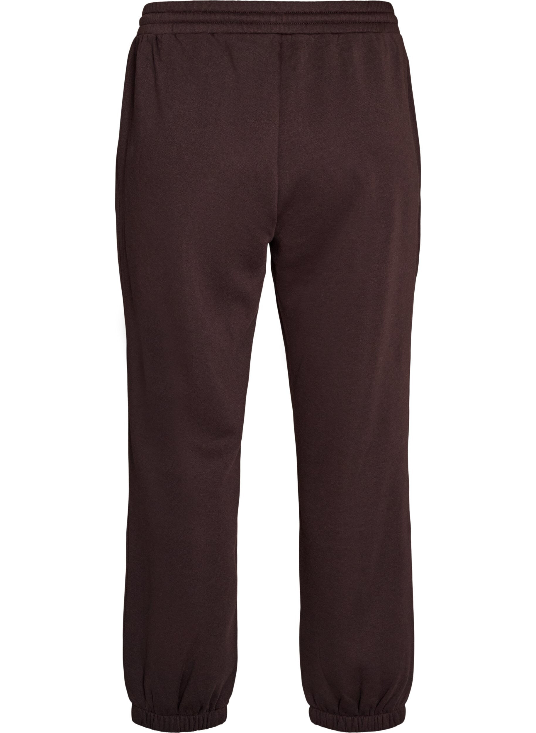 ZizziSweatpants met hoge taille en trekkoord, Bruin, Packshot image number 1
