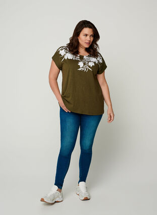 T-shirt met print, Ivy green w. White, Model image number 2