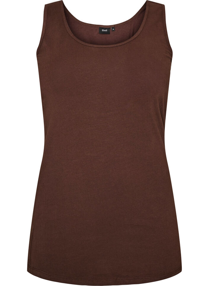 Haut basic uni en coton, Marron, Packshot image number 0
