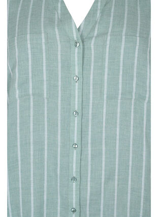 Gestreept v-hals overhemd, Balsam Green Stripe, Packshot image number 2