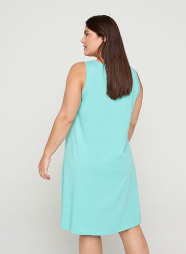Katoenen jurk zonder mouwen met a-lijn, Aqua Sky SUPER , Model image number 1