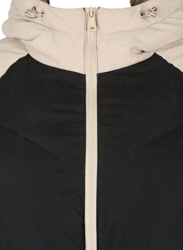 Veste d'hiver longue à capuche avec blocs de couleurs, Black Comb, Packshot image number 2