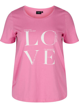 T-shirt en coton avec imprimé, Cyclamen LOVE, Packshot image number 0