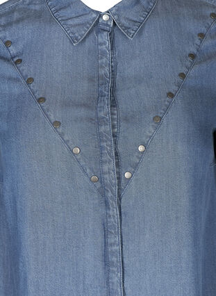 Tunique lyocell à manches longues avec clous, Blue denim, Packshot image number 2