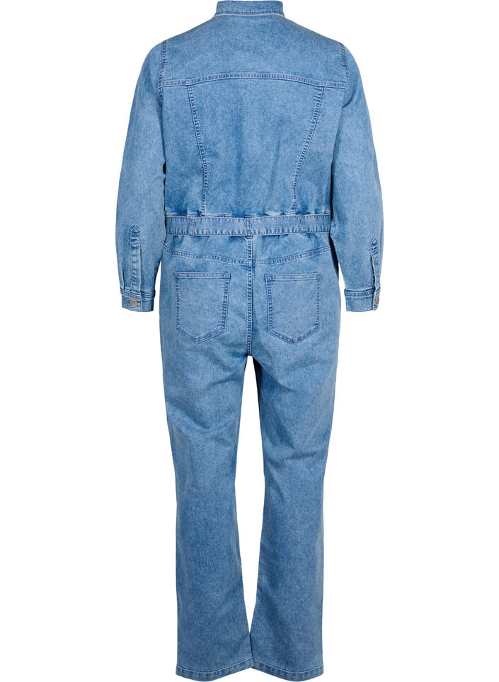 Jumpsuit van denim met lange mouwen, Light Blue Denim, Packshot image number 1