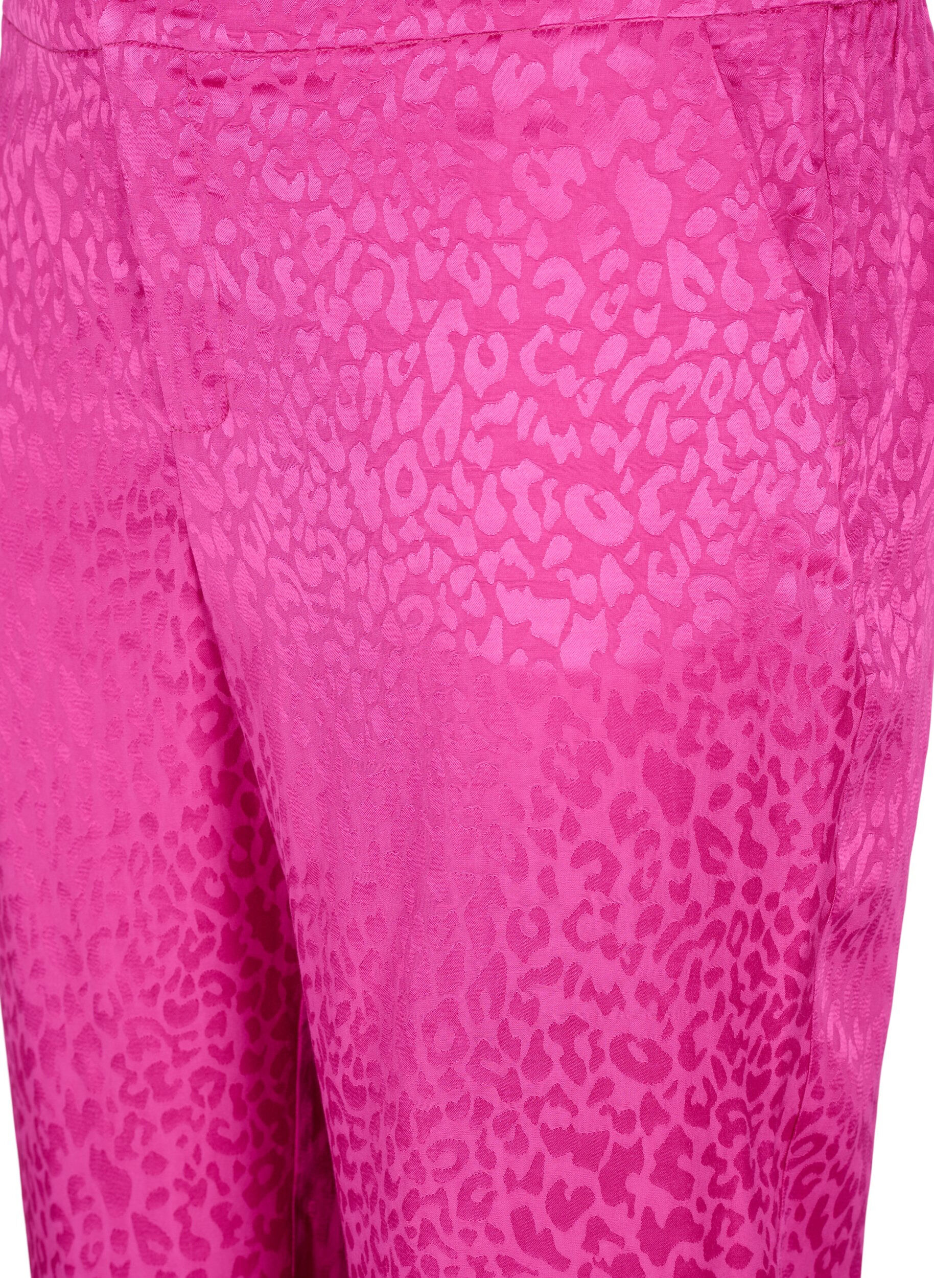 ZizziDubbelgestikte jacquard broek van viscose, Rose Violet, Packshot image number 2