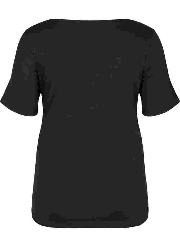 Zwangerschap t-shirt met korte mouwen in katoen, Black, Packshot image number 1