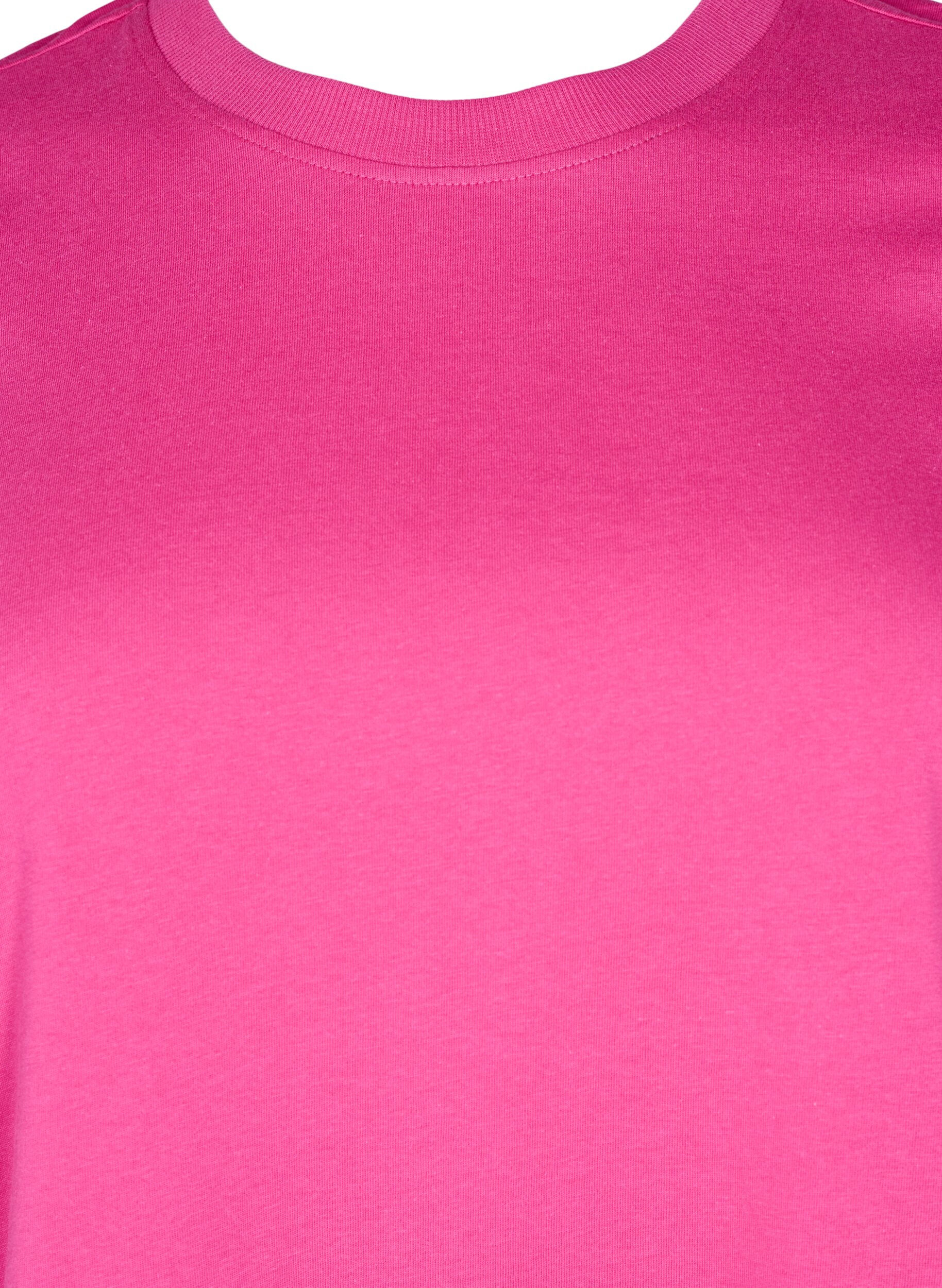 ZizziBasic katoenen T-shirt met ronde hals, Roze, Packshot image number 2